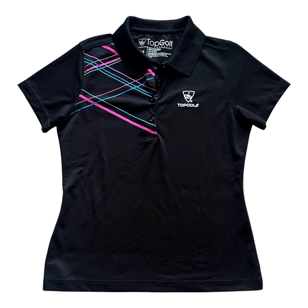 Women's M‎ TOP GOLF Black Polo Top Short Sleeved Shirt
